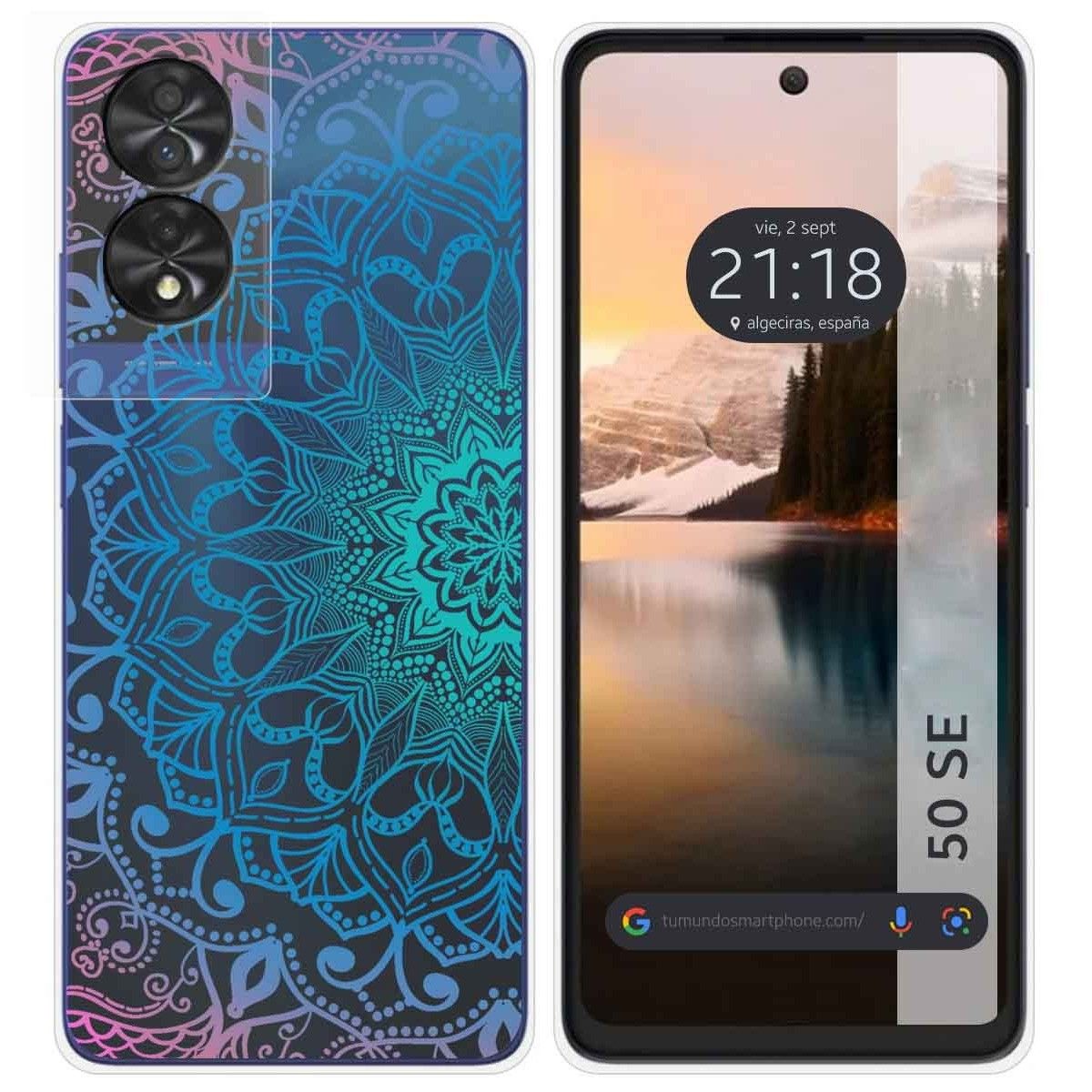 Funda Silicona Transparente para TCL 50 SE diseño Mandala Dibujos