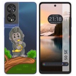 Funda Silicona Transparente para TCL 50 SE diseño Mono Dibujos