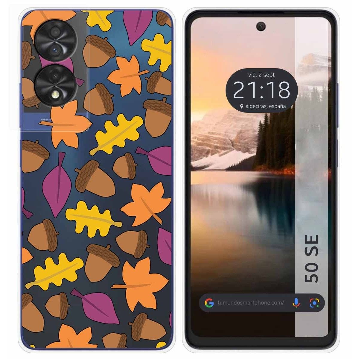 Funda Silicona Transparente para TCL 50 SE diseño Otoño Dibujos