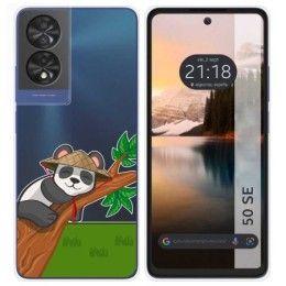 Funda Silicona Transparente para TCL 50 SE diseño Panda Dibujos