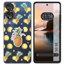 Funda Silicona Transparente para TCL 50 SE diseño Piña Dibujos