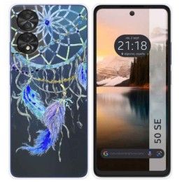 Funda Silicona Transparente para TCL 50 SE diseño Plumas Dibujos