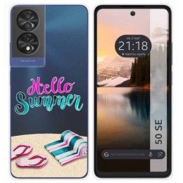 Funda Silicona Transparente para TCL 50 SE diseño Summer Dibujos