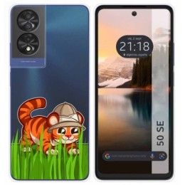 Funda Silicona Transparente para TCL 50 SE diseño Tigre Dibujos