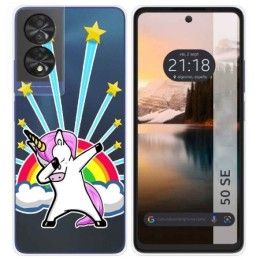 Funda Silicona Transparente para TCL 50 SE diseño Unicornio Dibujos