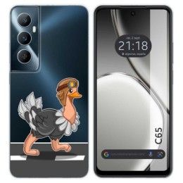 Funda Silicona Transparente para Realme C65 4G diseño Avestruz Dibujos