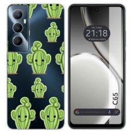 Funda Silicona Transparente para Realme C65 4G diseño Cactus Dibujos