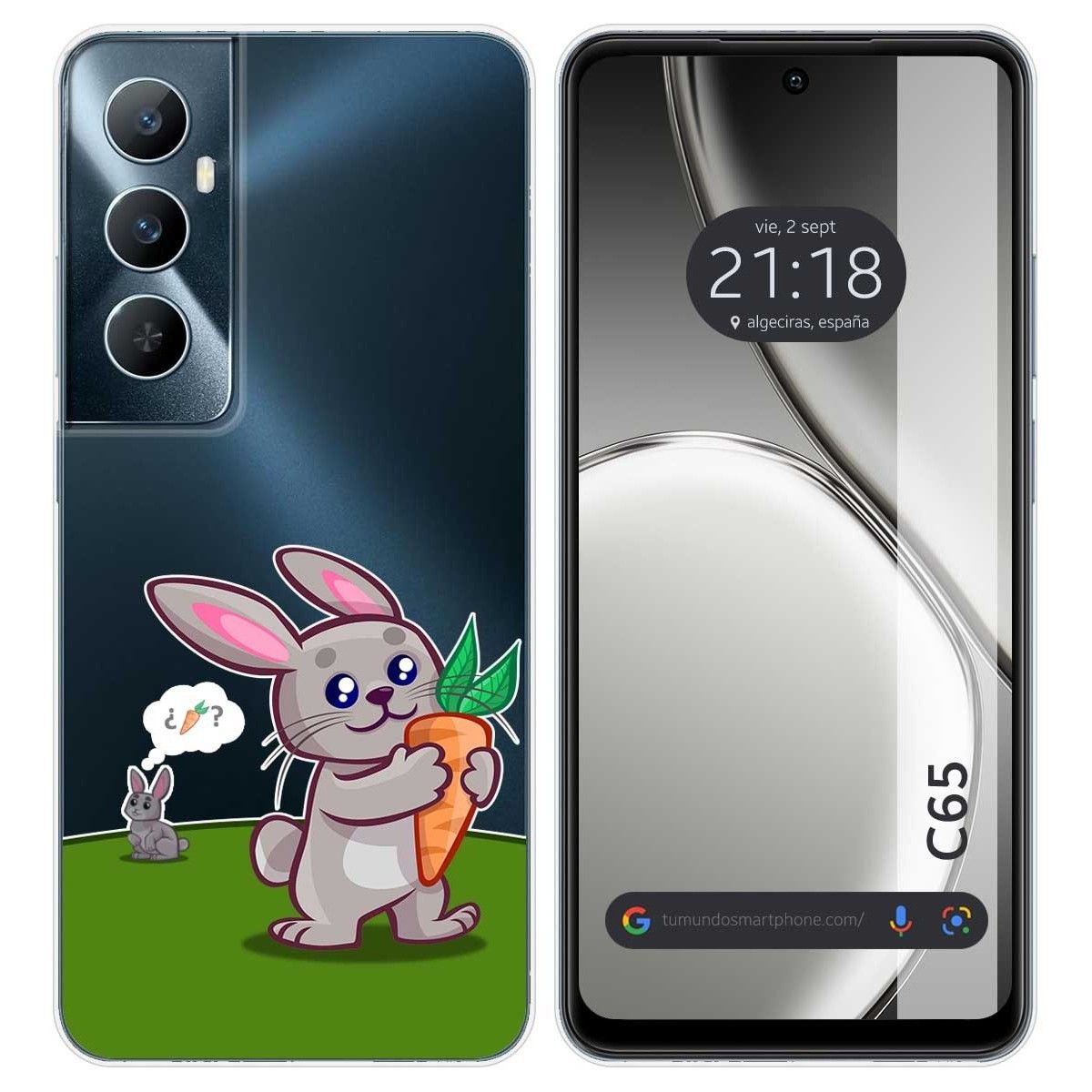 Funda Silicona Transparente para Realme C65 4G diseño Conejo Dibujos