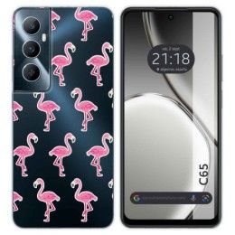 Funda Silicona Transparente para Realme C65 4G diseño Flamenco Dibujos