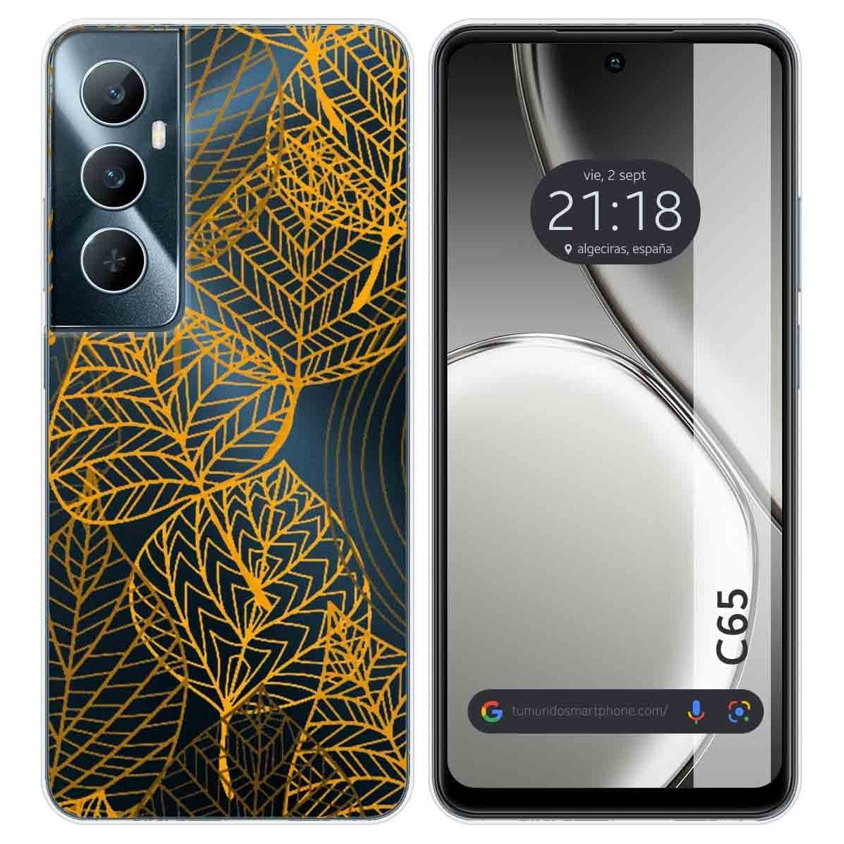 Funda Silicona Transparente para Realme C65 4G diseño Hojas Dibujos