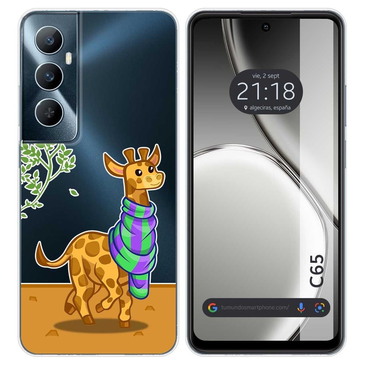 Funda Silicona Transparente para Realme C65 4G diseño Jirafa Dibujos