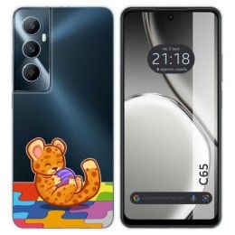 Funda Silicona Transparente para Realme C65 4G diseño Leopardo Dibujos