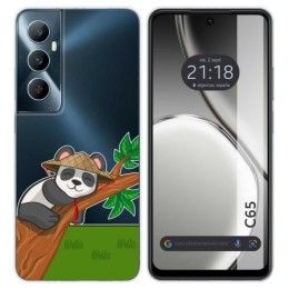 Funda Silicona Transparente para Realme C65 4G diseño Panda Dibujos