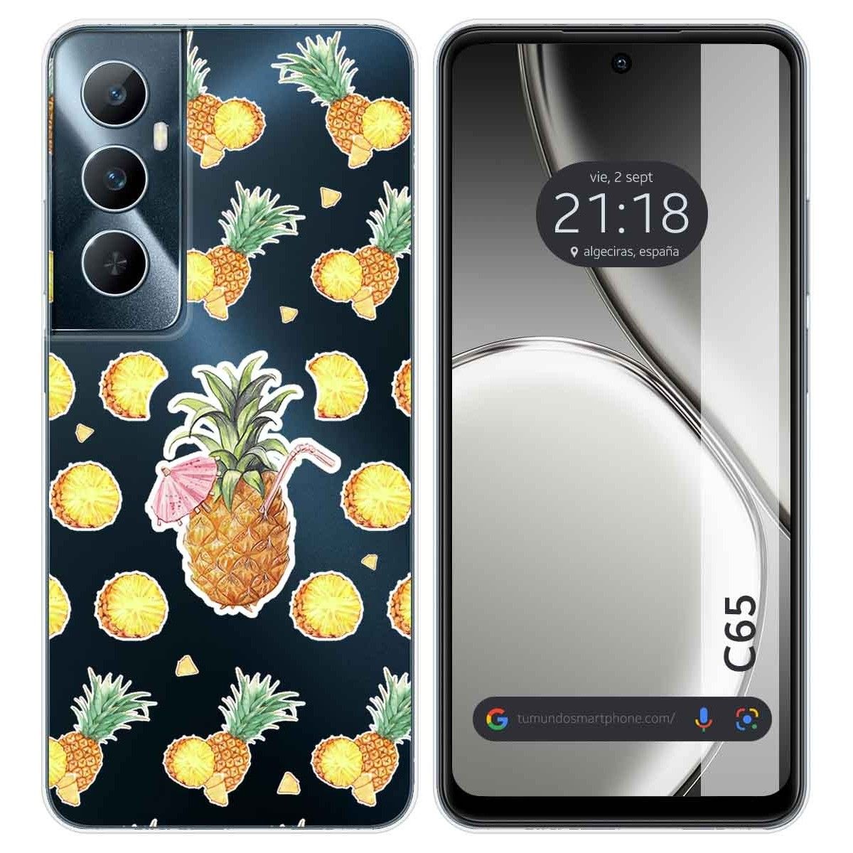 Funda Silicona Transparente para Realme C65 4G diseño Piña Dibujos