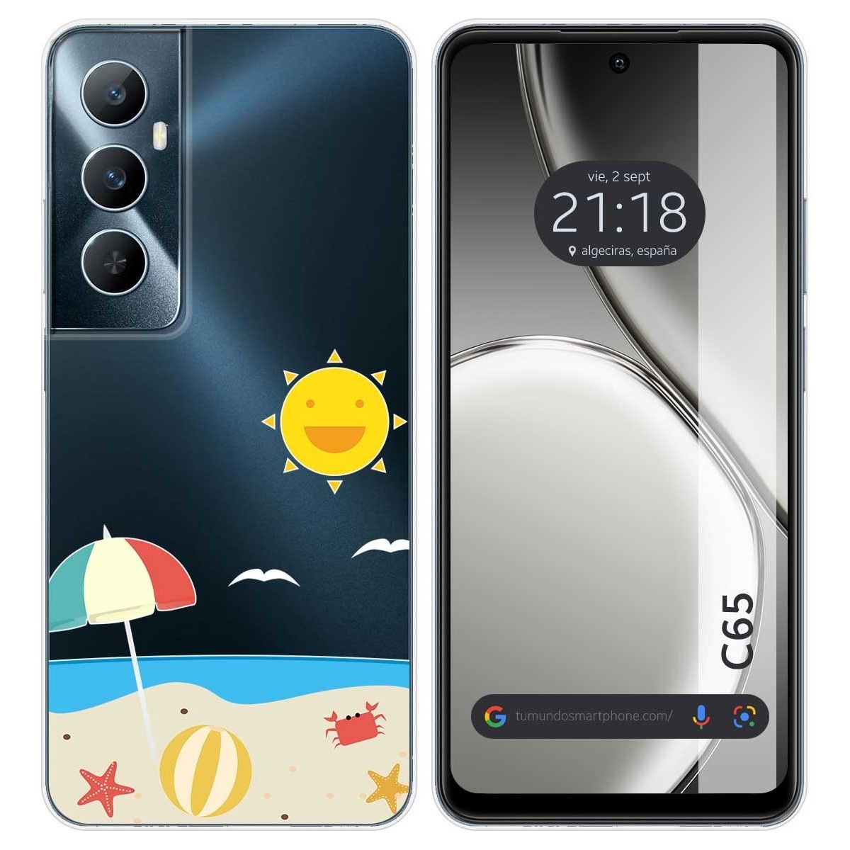 Funda Silicona Transparente para Realme C65 4G diseño Playa Dibujos