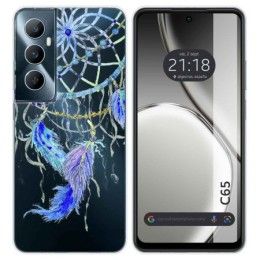 Funda Silicona Transparente para Realme C65 4G diseño Plumas Dibujos