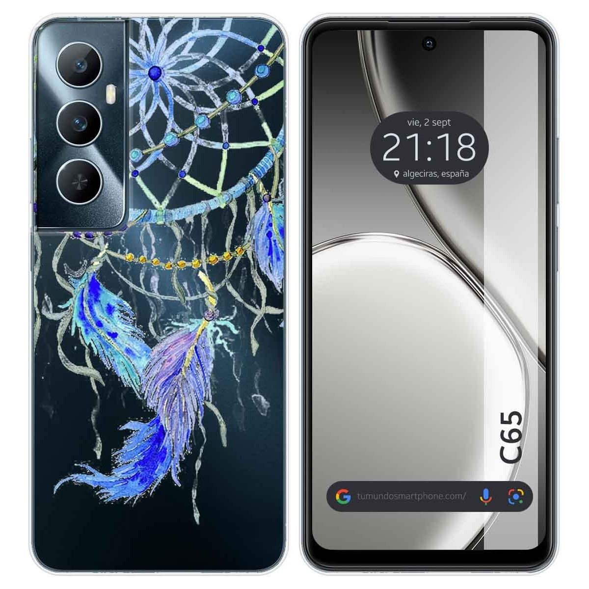 Funda Silicona Transparente para Realme C65 4G diseño Plumas Dibujos