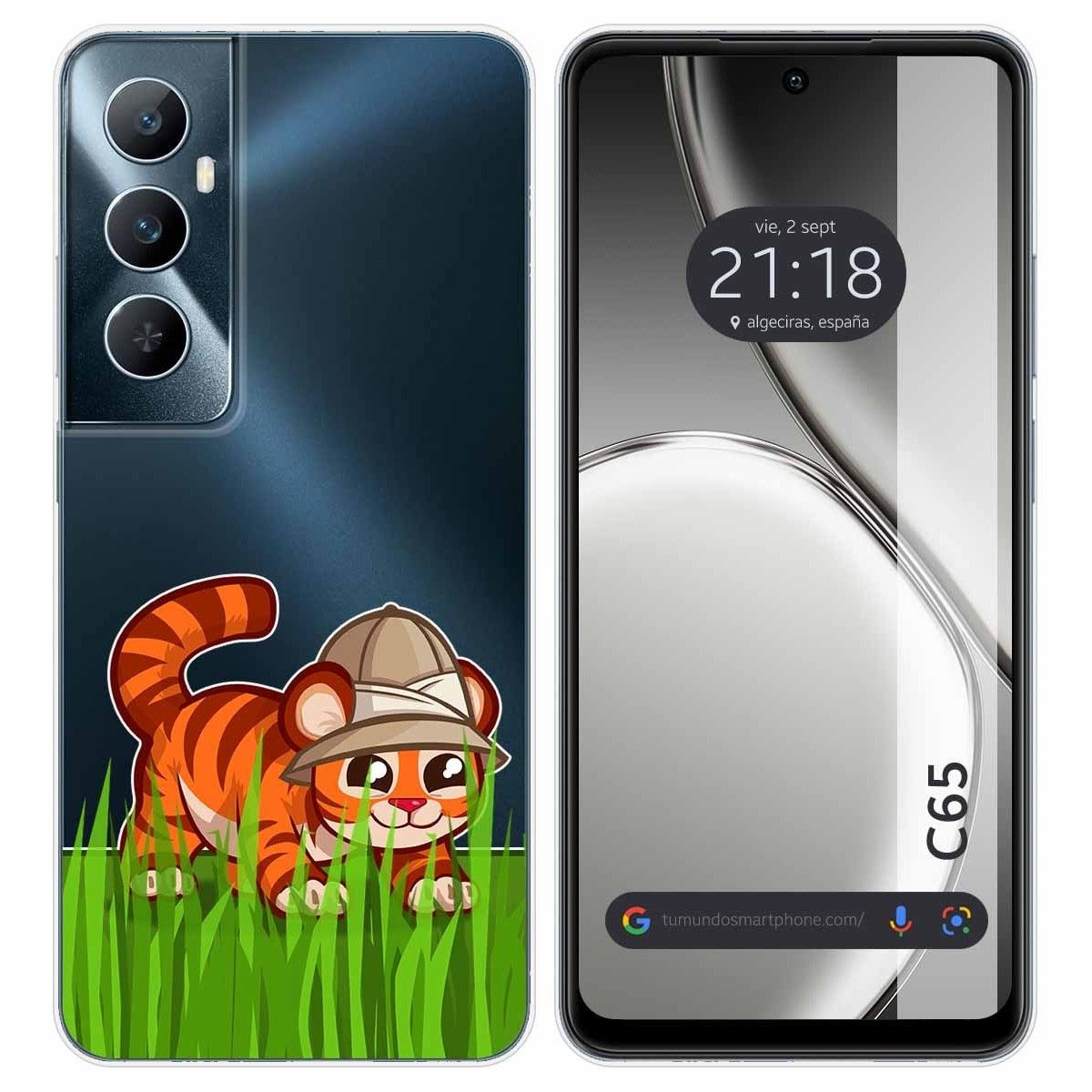 Funda Silicona Transparente para Realme C65 4G diseño Tigre Dibujos