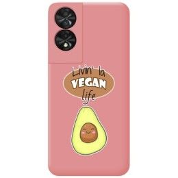 Funda Silicona Líquida Rosa para TCL 50 SE diseño Vegan Life Dibujos