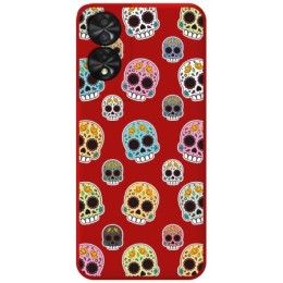 Funda Silicona Líquida Roja para TCL 50 SE diseño Catrina Dibujos