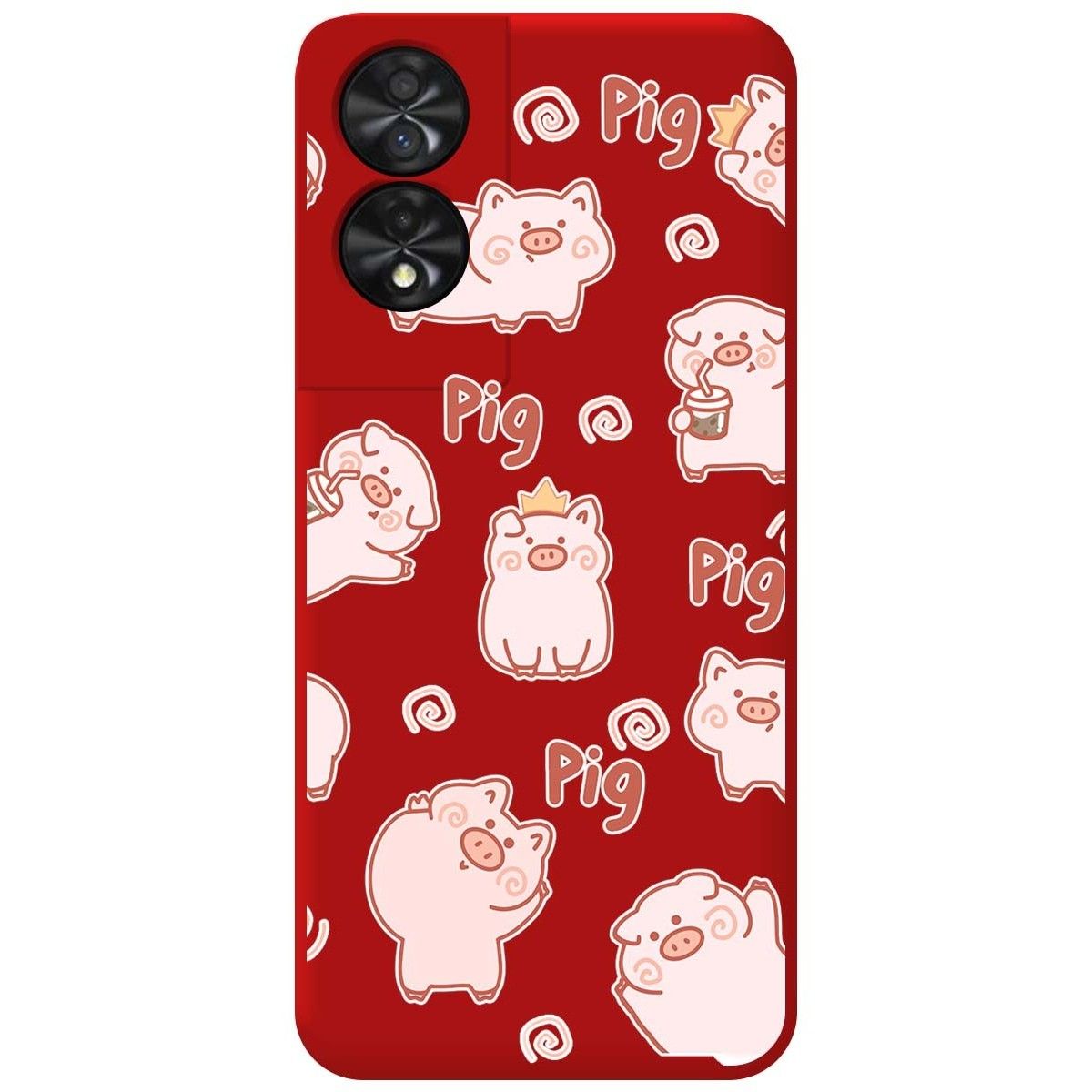 Funda Silicona Líquida Roja para TCL 50 SE diseño Cerdos Dibujos