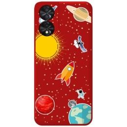 Funda Silicona Líquida Roja para TCL 50 SE diseño Espacio Dibujos