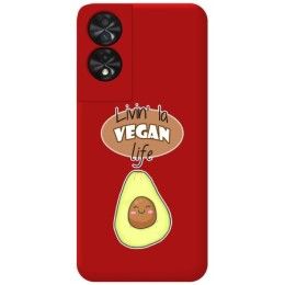 Funda Silicona Líquida Roja para TCL 50 SE diseño Vegan Life Dibujos