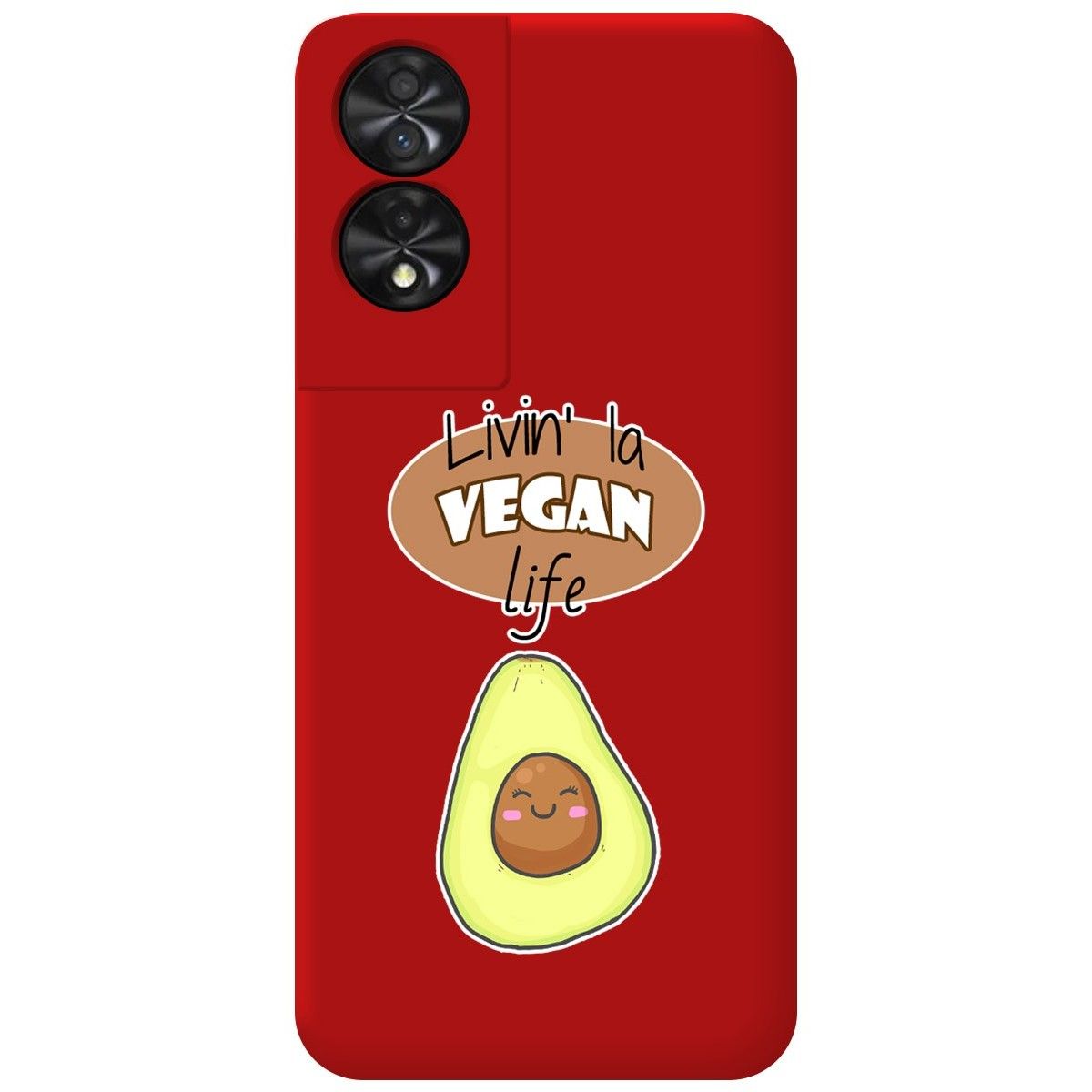 Funda Silicona Líquida Roja para TCL 50 SE diseño Vegan Life Dibujos