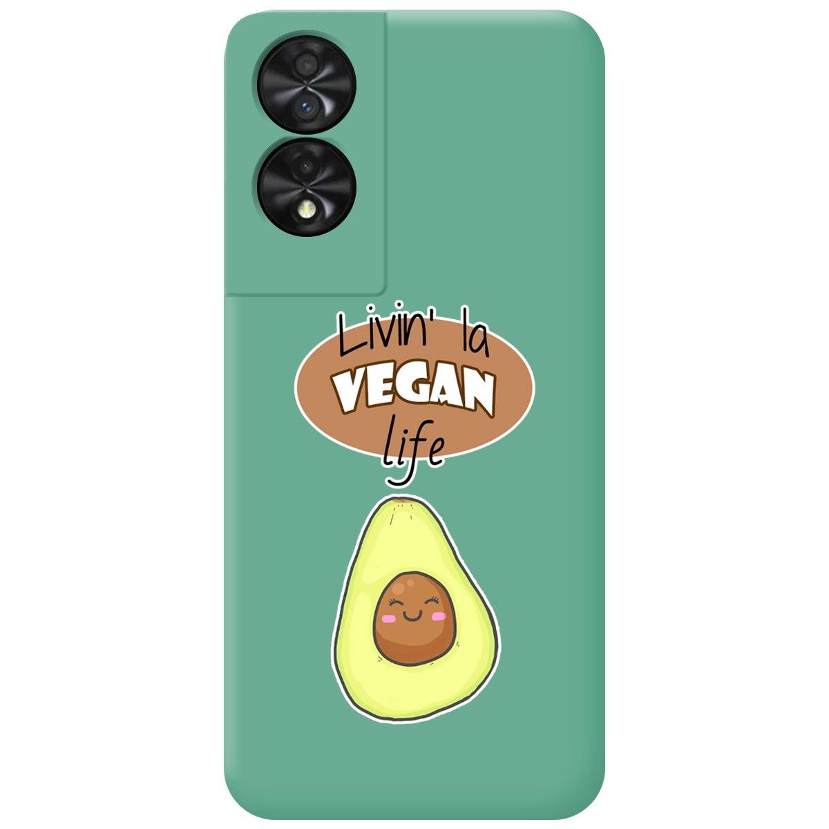 Funda Silicona Líquida Verde para TCL 50 SE diseño Vegan Life Dibujos