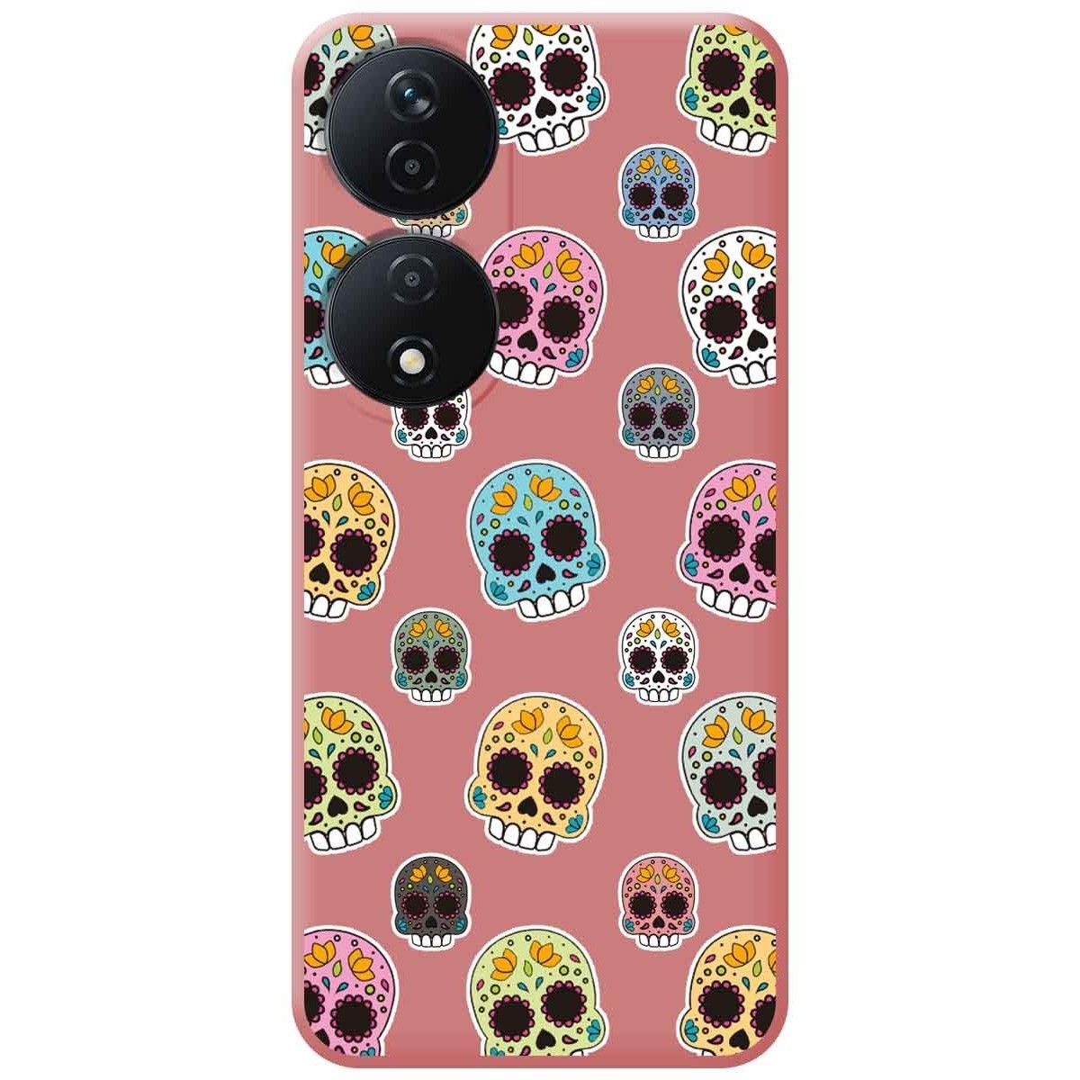 Funda Silicona Líquida Rosa para Huawei Honor X7b diseño Catrina Dibujos