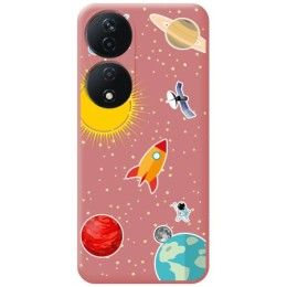 Funda Silicona Líquida Rosa para Huawei Honor X7b diseño Espacio Dibujos