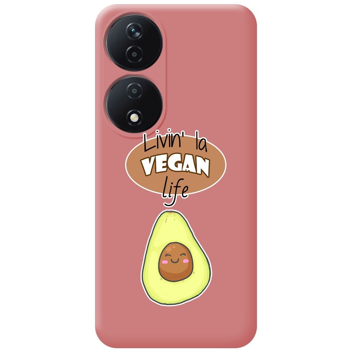 Funda Silicona Líquida Rosa para Huawei Honor X7b diseño Vegan Life Dibujos