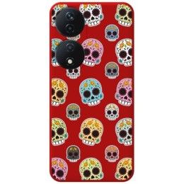 Funda Silicona Líquida Roja para Huawei Honor X7b diseño Catrina Dibujos