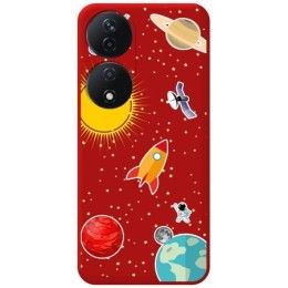 Funda Silicona Líquida Roja para Huawei Honor X7b diseño Espacio Dibujos