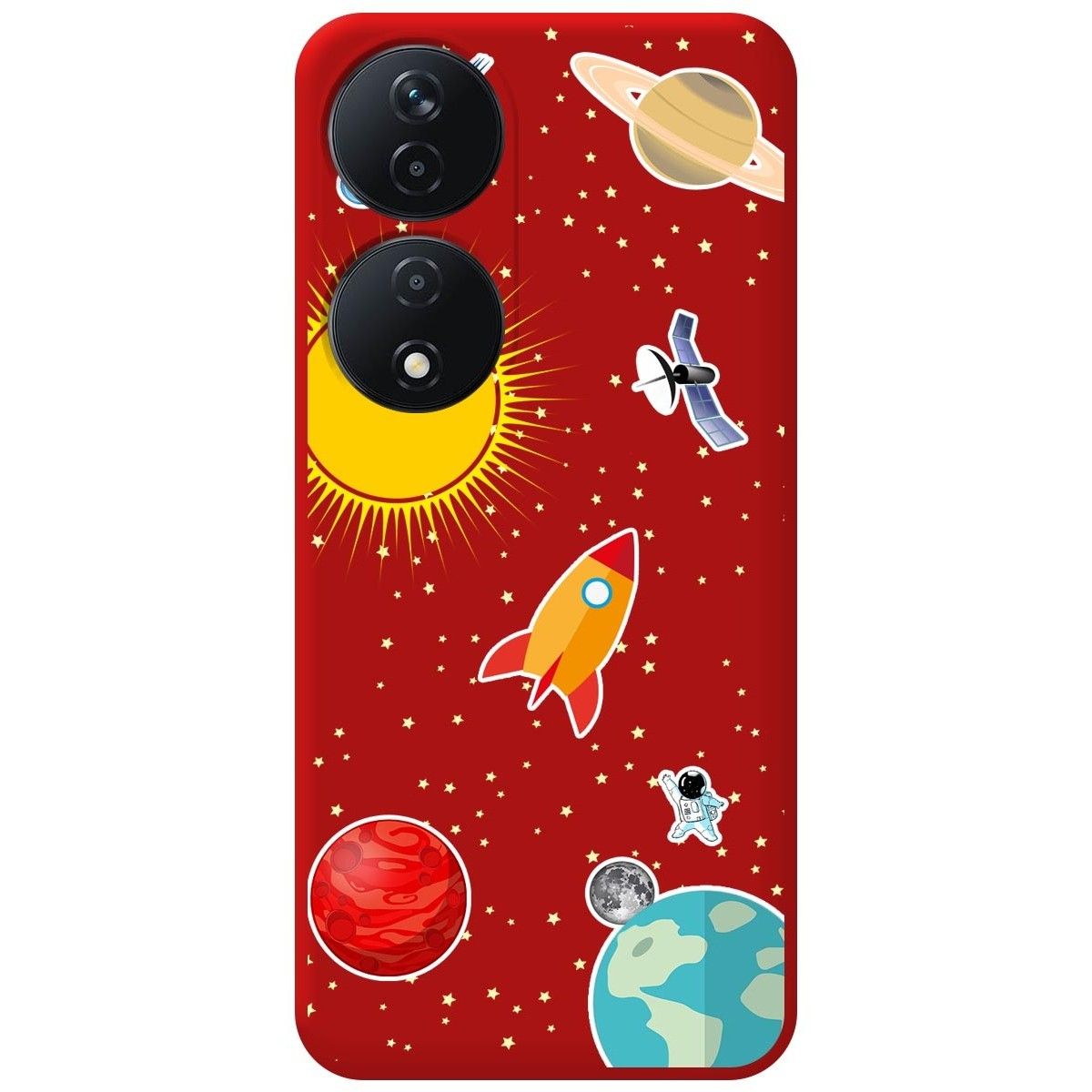 Funda Silicona Líquida Roja para Huawei Honor X7b diseño Espacio Dibujos