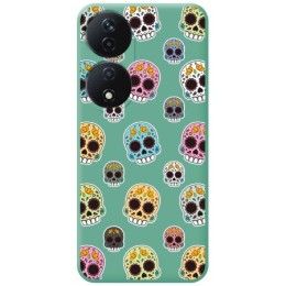 Funda Silicona Líquida Verde para Huawei Honor X7b diseño Catrina Dibujos