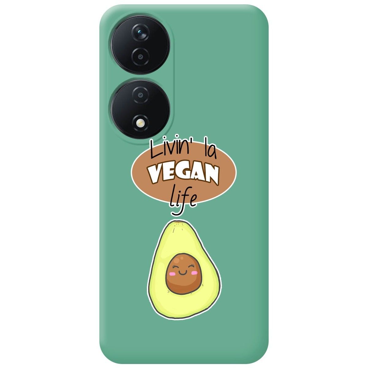 Funda Silicona Líquida Verde para Huawei Honor X7b diseño Vegan Life Dibujos