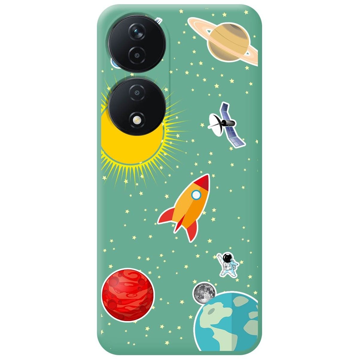 Funda Silicona Líquida Verde para Huawei Honor 90 Smart 5G diseño Espacio Dibujos