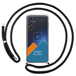 Personaliza tu Funda Colgante Transparente para Samsung Galaxy M55 5G con Cordon Negro Dibujo Personalizada