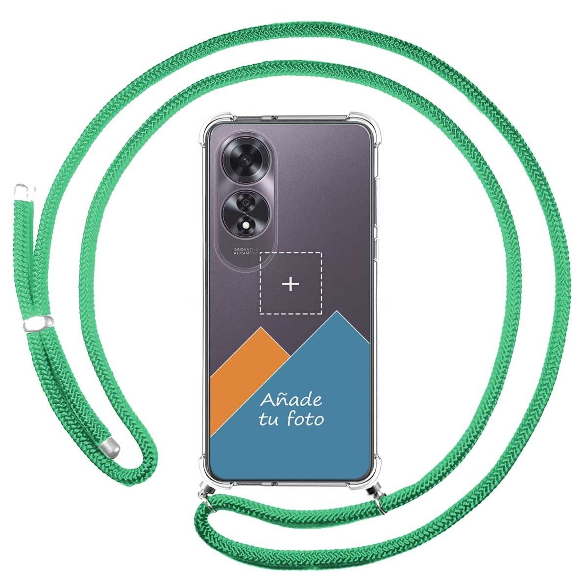 Personaliza tu Funda Colgante Transparente para Oppo A60 4G con Cordon Verde Agua Dibujo Personalizada