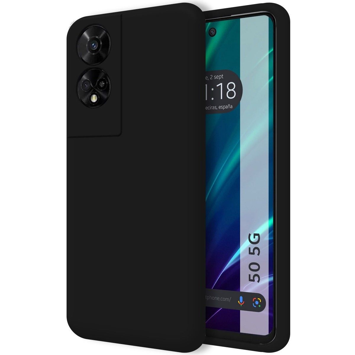 Funda Silicona Líquida Ultra Suave para TCL 50 5G color Negra