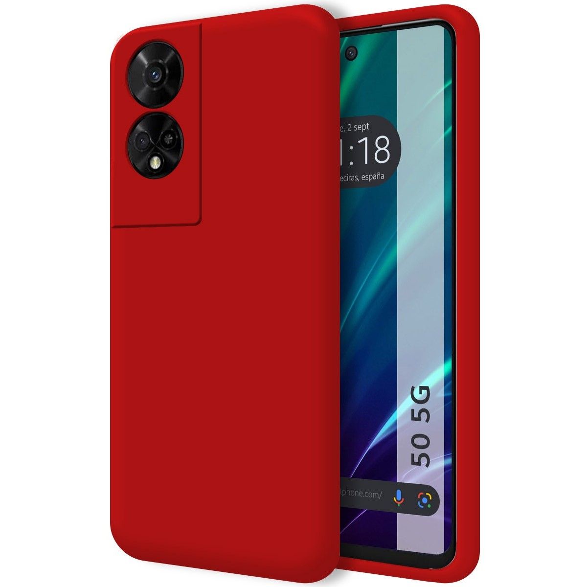 Funda Silicona Líquida Ultra Suave para TCL 50 5G color Roja