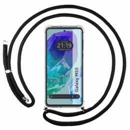 Funda Colgante Transparente para Samsung Galaxy M55 5G con Cordon Negro