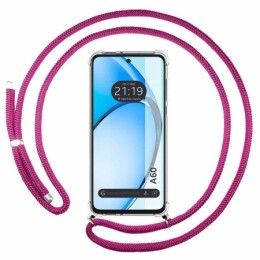 Funda Colgante Transparente para Oppo A60 4G con Cordon Rosa Fucsia