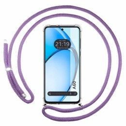 Funda Colgante Transparente para Oppo A60 4G con Cordon Morado