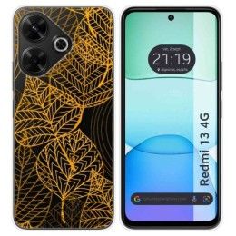 Funda Silicona Transparente para Xiaomi Redmi 13 4G diseño Hojas Dibujos