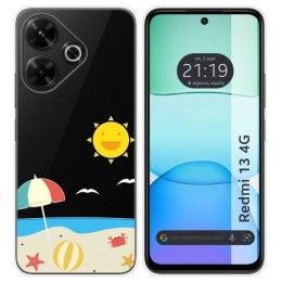 Funda Silicona Transparente para Xiaomi Redmi 13 4G diseño Playa Dibujos