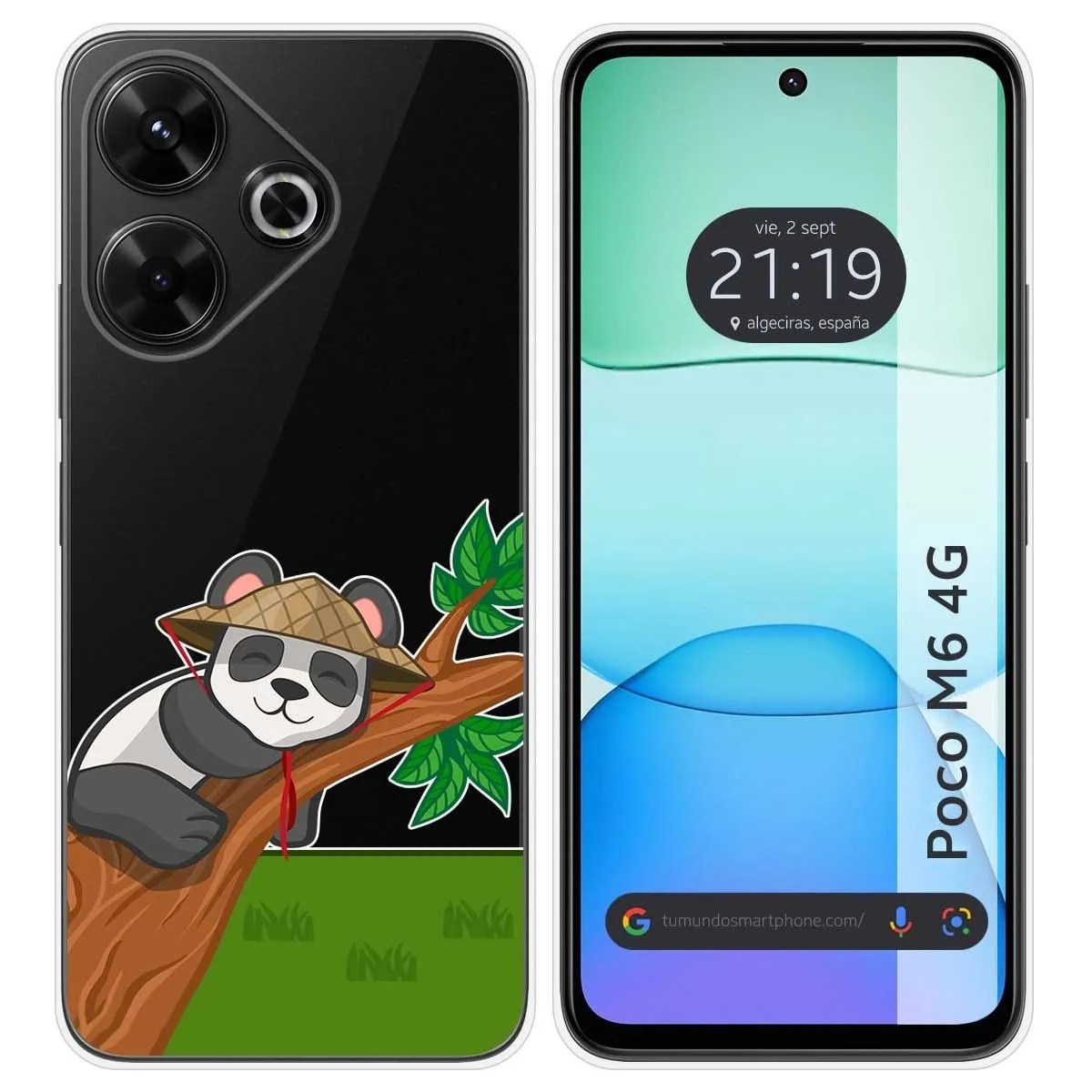 Funda Silicona Transparente para Xiaomi Poco M6 4G diseño Panda Dibujos