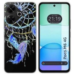 Funda Silicona Transparente para Xiaomi Poco M6 4G diseño Plumas Dibujos