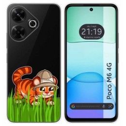 Funda Silicona Transparente para Xiaomi Poco M6 4G diseño Tigre Dibujos